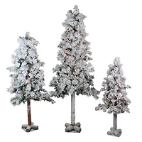 3ft., 4ft., & 5ft. Pre-Lit Heavily Flocked Alpine Artificial Christmas Tree Set, Clear Lights