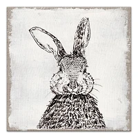 Ink Drawing Bunny Burlap Canvas Wall Art