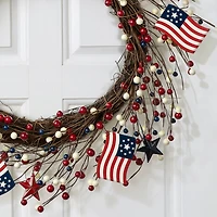 Glitzhome® 22" Americana Flag & Berry Wreath