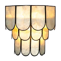 Hello Honey® Black Finish Laminated Capiz Tiered Wall Sconce