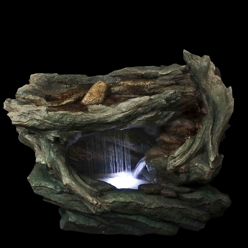 31" LED Woodland Grotto with Stones Outdoor Garden Water Fountain