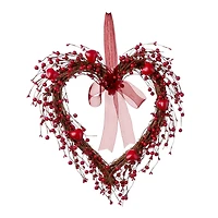Glitzhome® 17" Valentine's Berry Heart Wreath