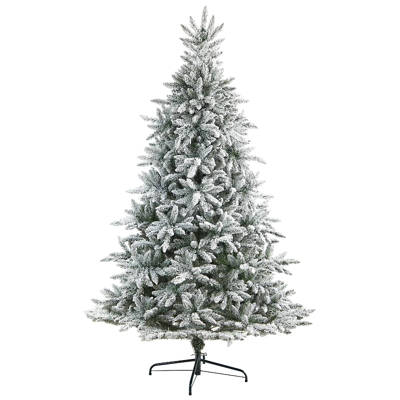 8ft. Pre-Lit Flocked West Virginia Spruce Artificial Christmas Tree, Clear Lights