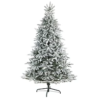 8ft. Pre-Lit Flocked West Virginia Spruce Artificial Christmas Tree, Clear Lights