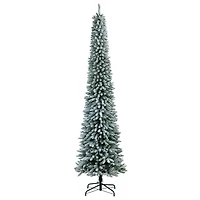 10ft. Pre-Lit Flocked Pencil Artificial Christmas Tree, Clear Lights