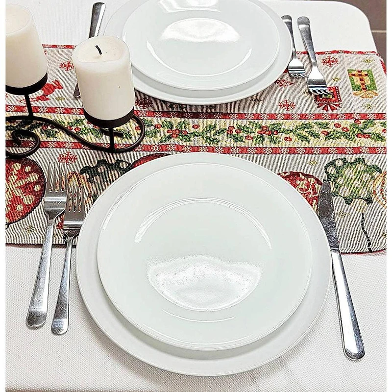 Wizardi 13.75" x 67" Christmas Table Runner with Holiday Icons