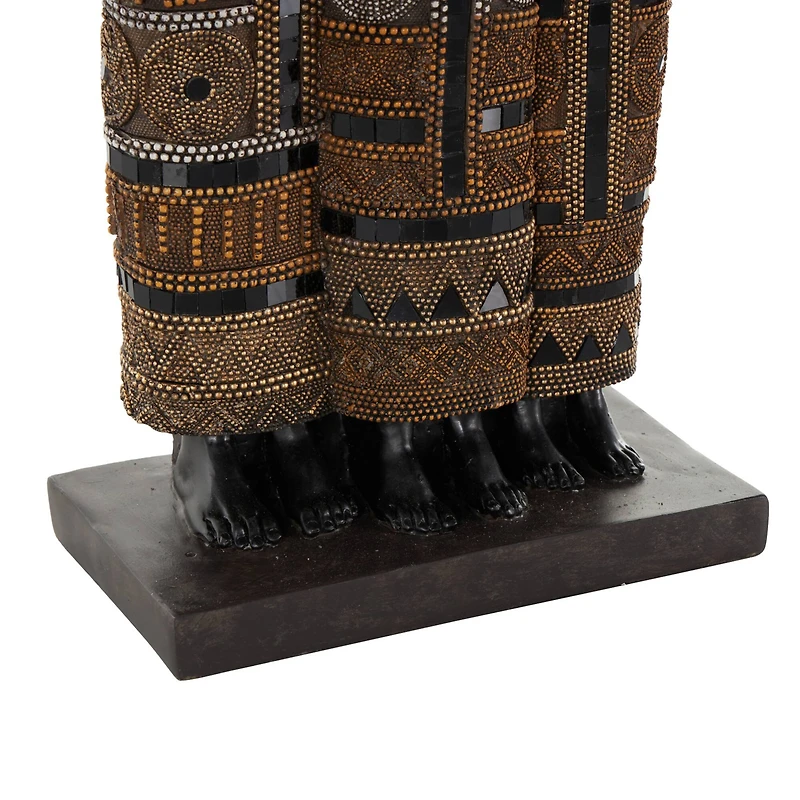 23" Family Tall African Decorative Sculpture with Gold Jewels