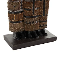 23" Family Tall African Decorative Sculpture with Gold Jewels