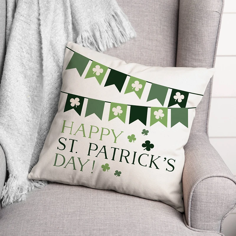 Happy St. Patrick's Day Banner Throw Pillow