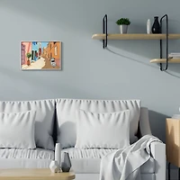 Stupell Industries European Roadside with Blue Street Vespa Wall Art in Gray Frame