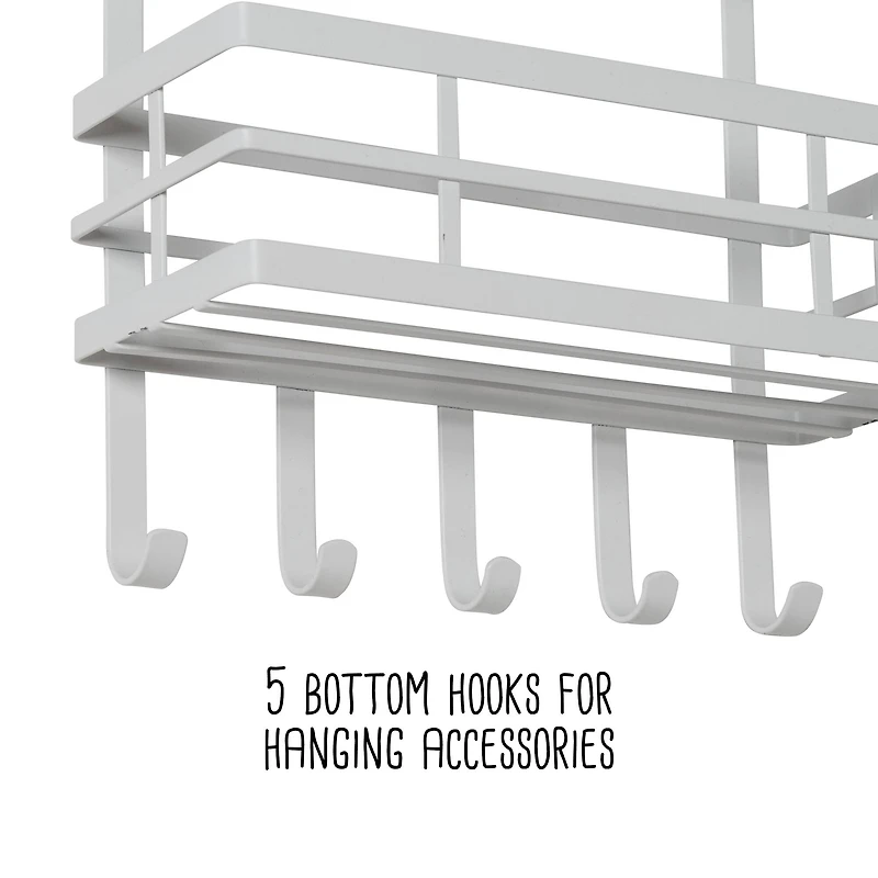 Honey Can Do White Over Cabinet Door Organizer with Hooks