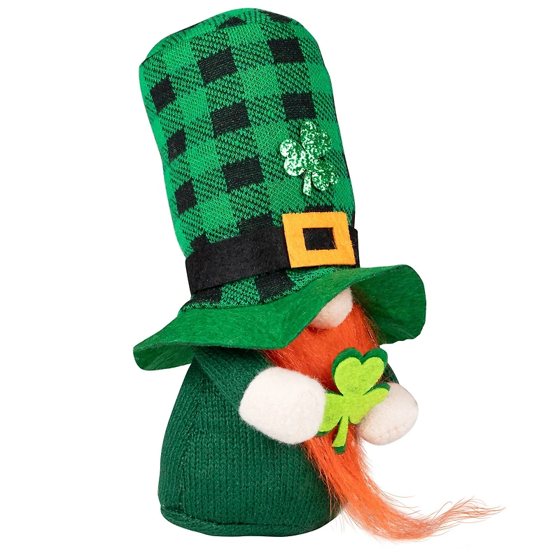7" Plaid Gnome with Shamrocks St. Patrick's Day Decoration