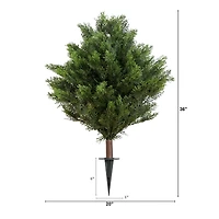 3ft. UV-Resistant Artificial Cedar Bush with Integrated Ground Stake