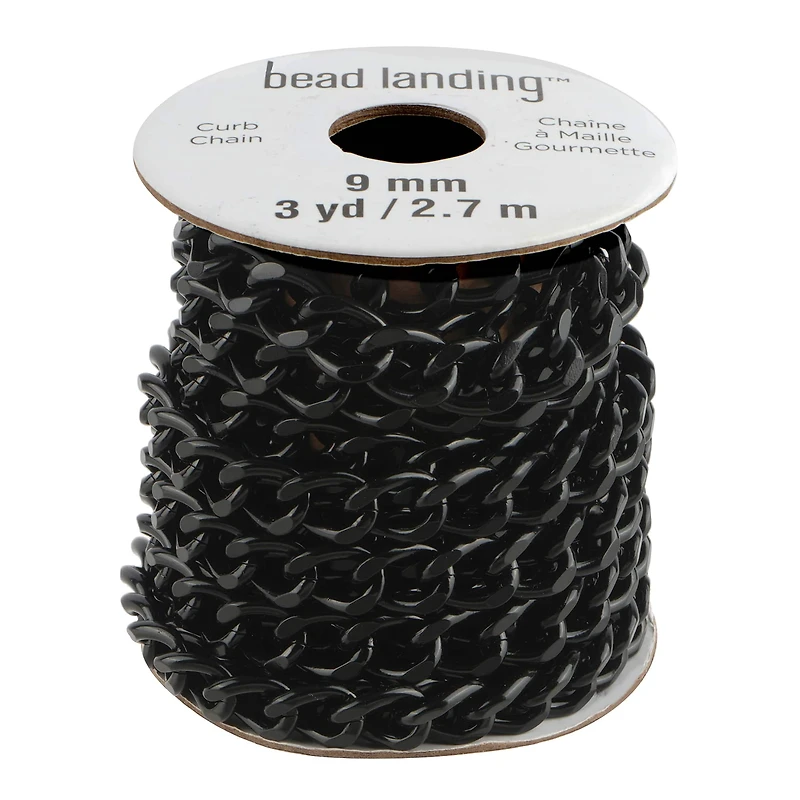 9mm Black Curb Chain Spool, 3yd. by Bead Landing™
