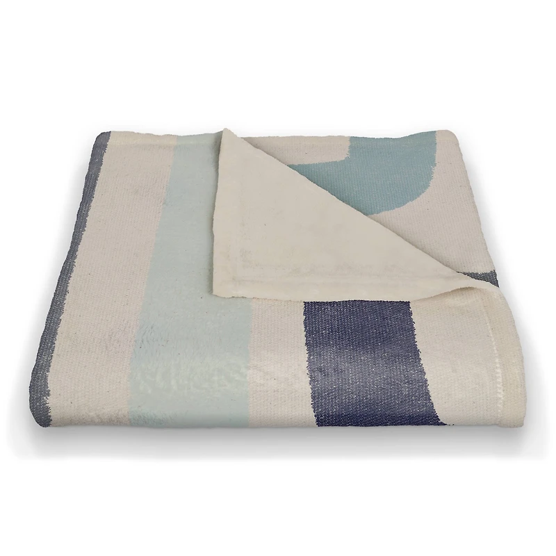 Abstract Blue Stripes Fleece Throw