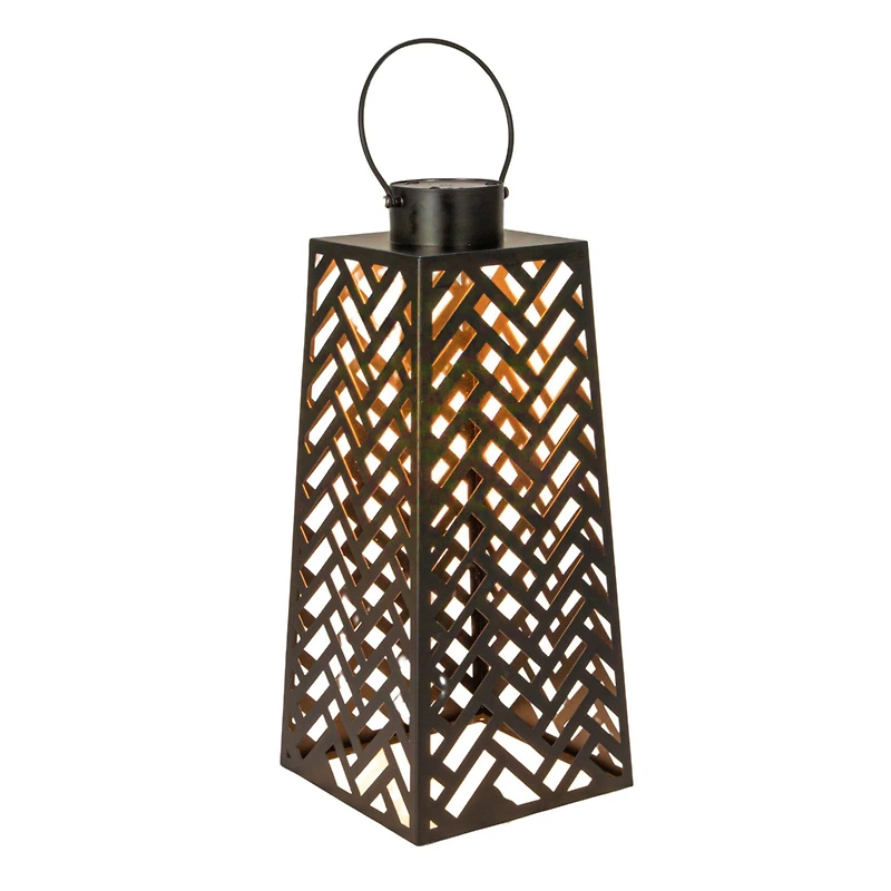 Hello Honey® 24.75" Black Metal Rechargeable LED Indoor Lantern