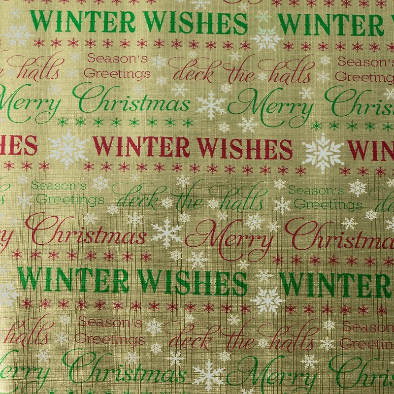 JAM Paper Red Foil Merry Christmas, Green Greetings & Green Red Stripe Gift Wrap Set