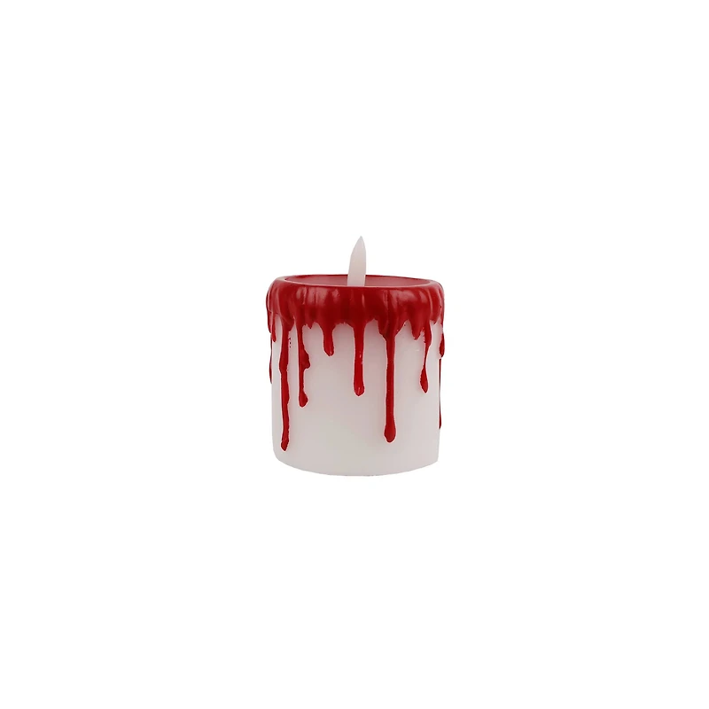 3" Red & White Dripping LED Wax Pillar Candle by Ashland®