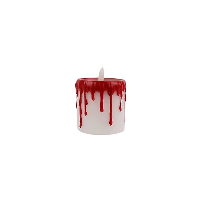 3" Red & White Dripping LED Wax Pillar Candle by Ashland®