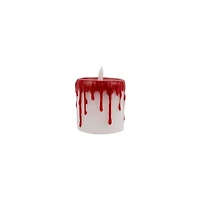 3" Red & White Dripping LED Wax Pillar Candle by Ashland®