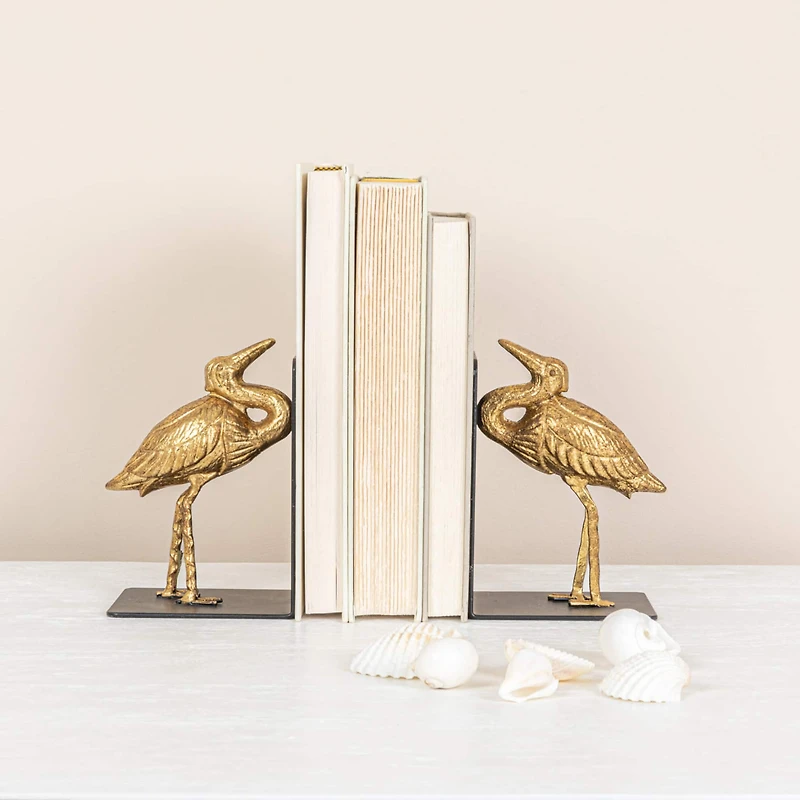 Hello Honey® 6" Gold Decorative Cast Iron Bird Bookends Set