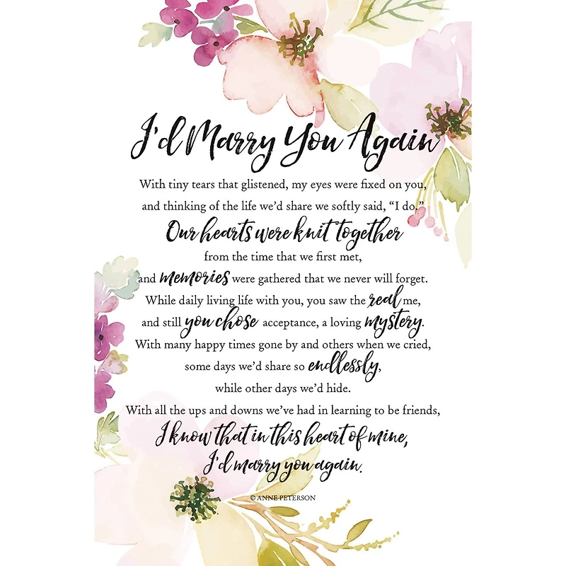 I'd Marry You Again Woodland Grace Series Wood Plaque with Easel