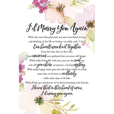 I'd Marry You Again Woodland Grace Series Wood Plaque with Easel