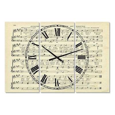 Designart Prayer Song Oversized Cottage 3 panel Wall Clock
