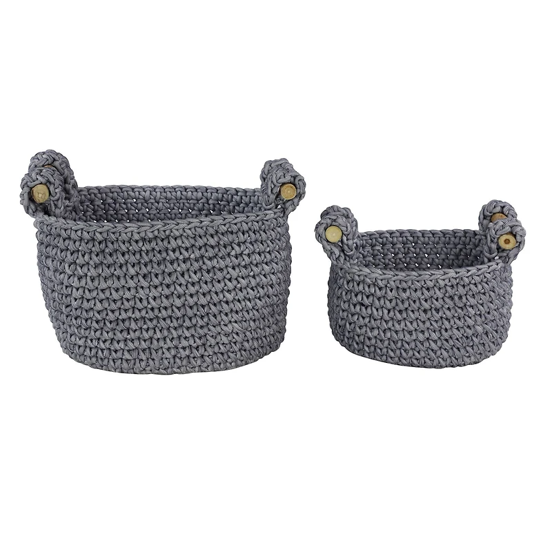 Gray Polyester Eclectic Storage Basket Set