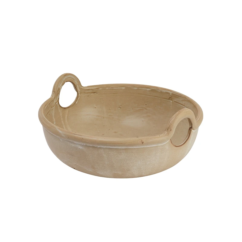 Hello Honey® Tan Reactive Glaze Stoneware Serving Bowl with Handles