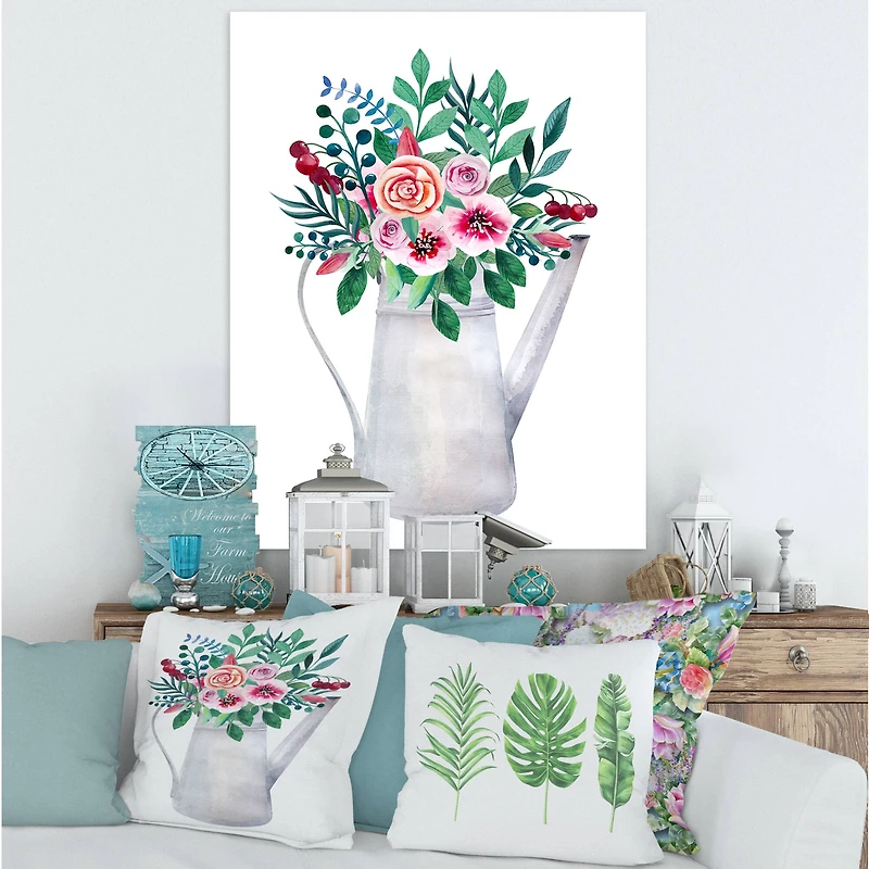 Designart - Bouquets of Flowers In Rustic Flowering Pot