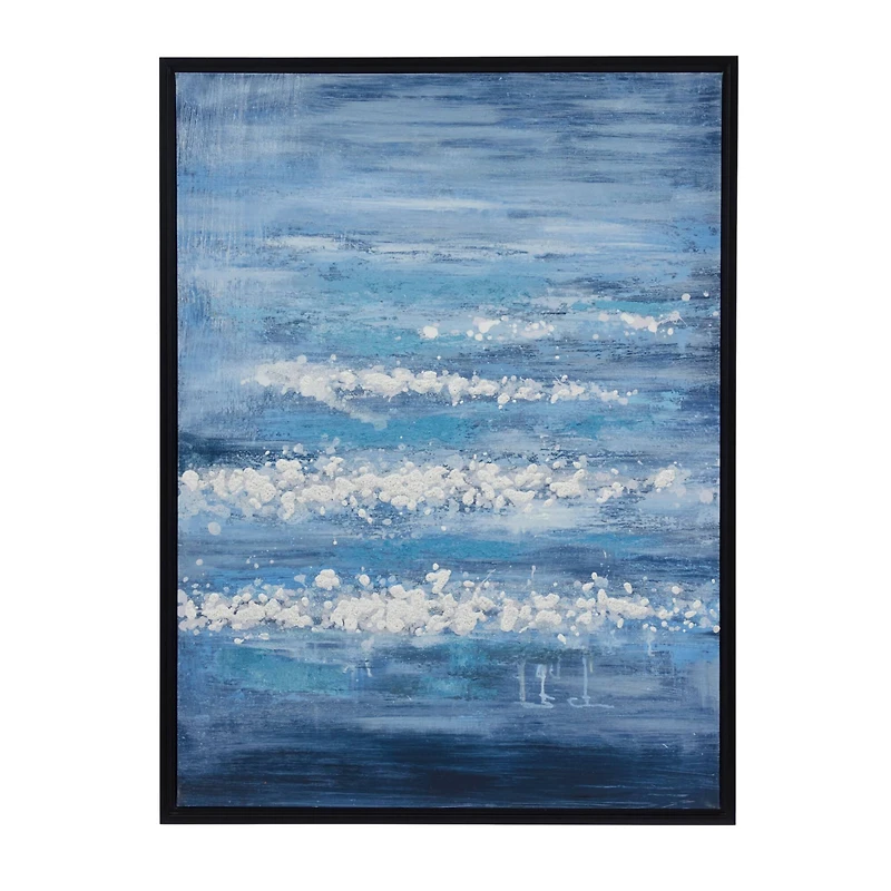 Blue Wood Modern Framed Wall Art 39" x 30"
