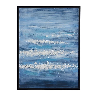 Blue Wood Modern Framed Wall Art 39" x 30"