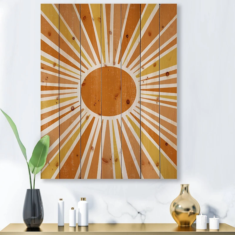 Designart - Minimalist Bright Shining Orange Sun Rays I