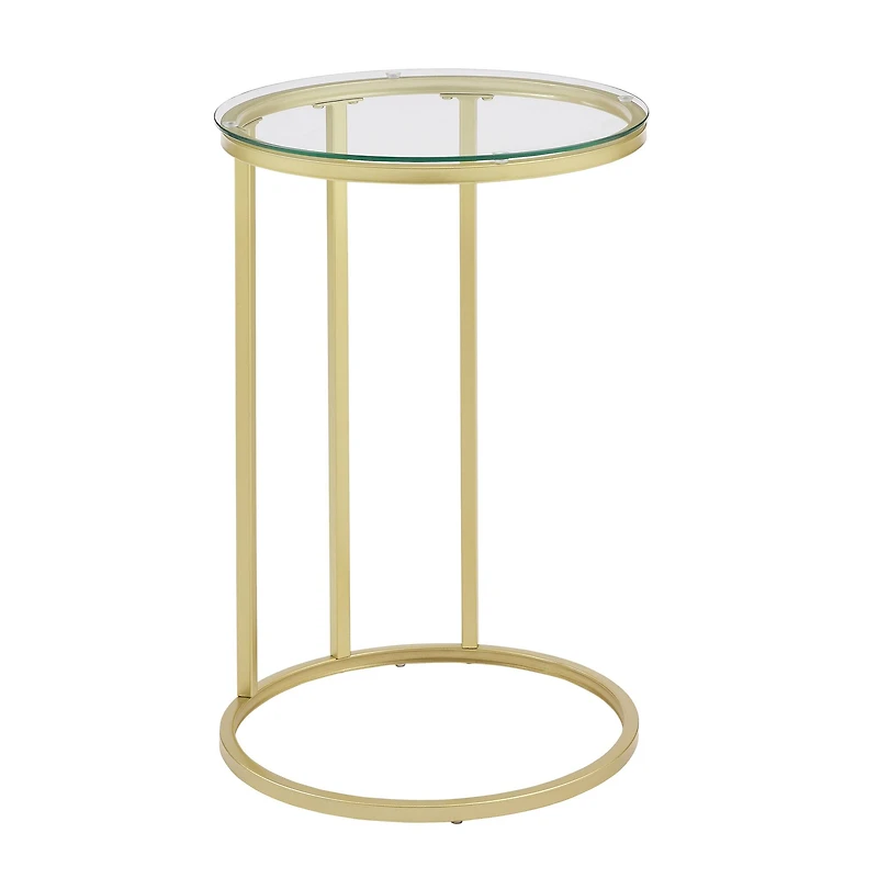 16" Gold Round C Table with Glass Top