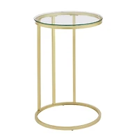 16" Gold Round C Table with Glass Top