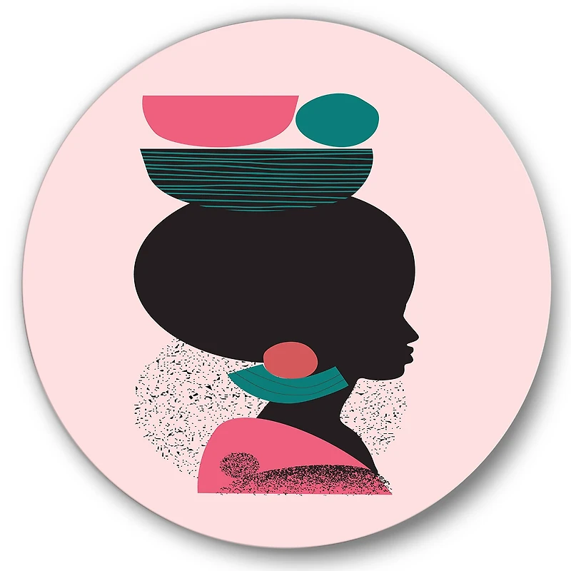 Designart - Ethnic Geometric Silhouette of Afro American II