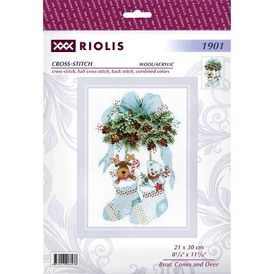 RIOLIS Bear, Cones & Deer Cross Stitch Kit