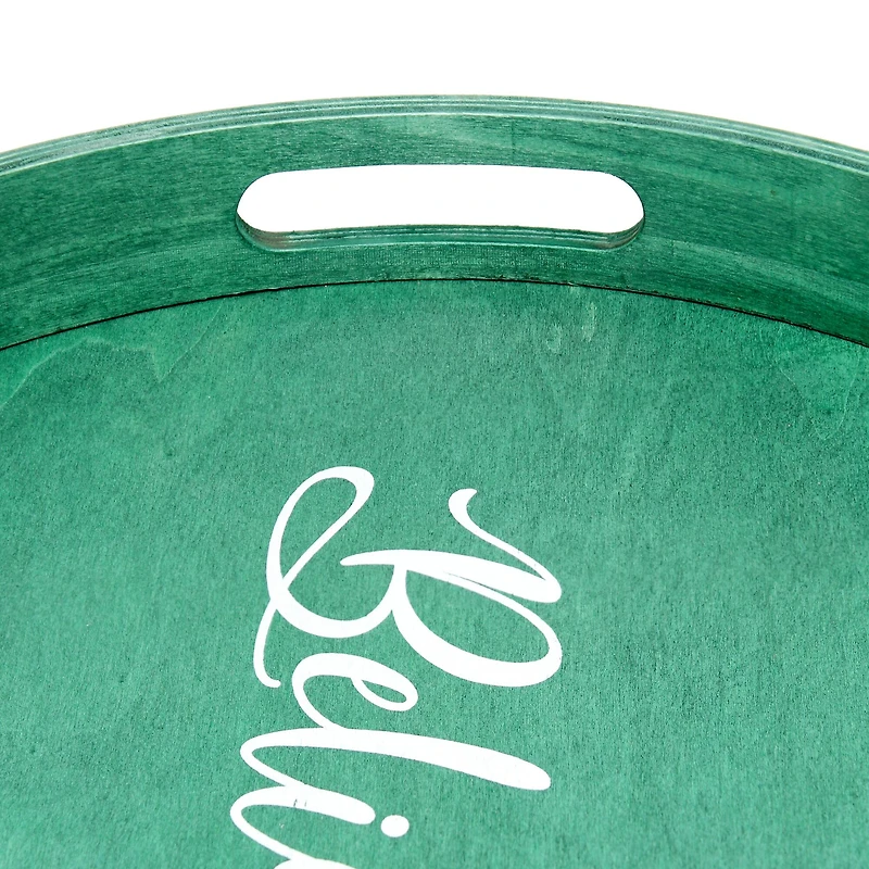 Elegant Designs™ 13.8" Round Believe Serving Tray with Handles