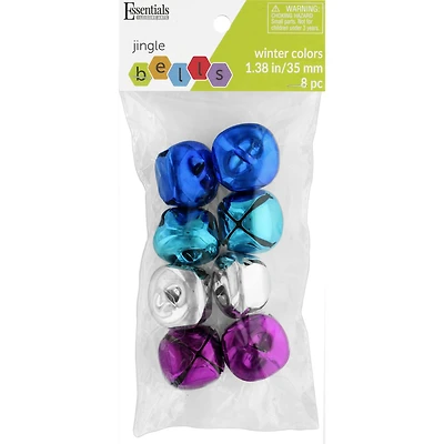 Essentials by Leisure Arts 1.38" Winter Colors Jingle Bells, 8ct.