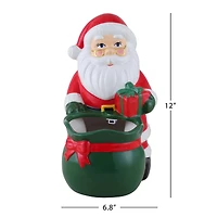 12" Ceramic Musical Santa Bag Candy Bowl