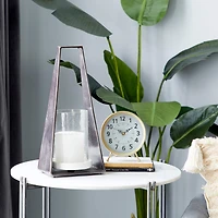 Black Terrazzo Contemporary Candle Holder Lantern, 18" x 8" x 5"