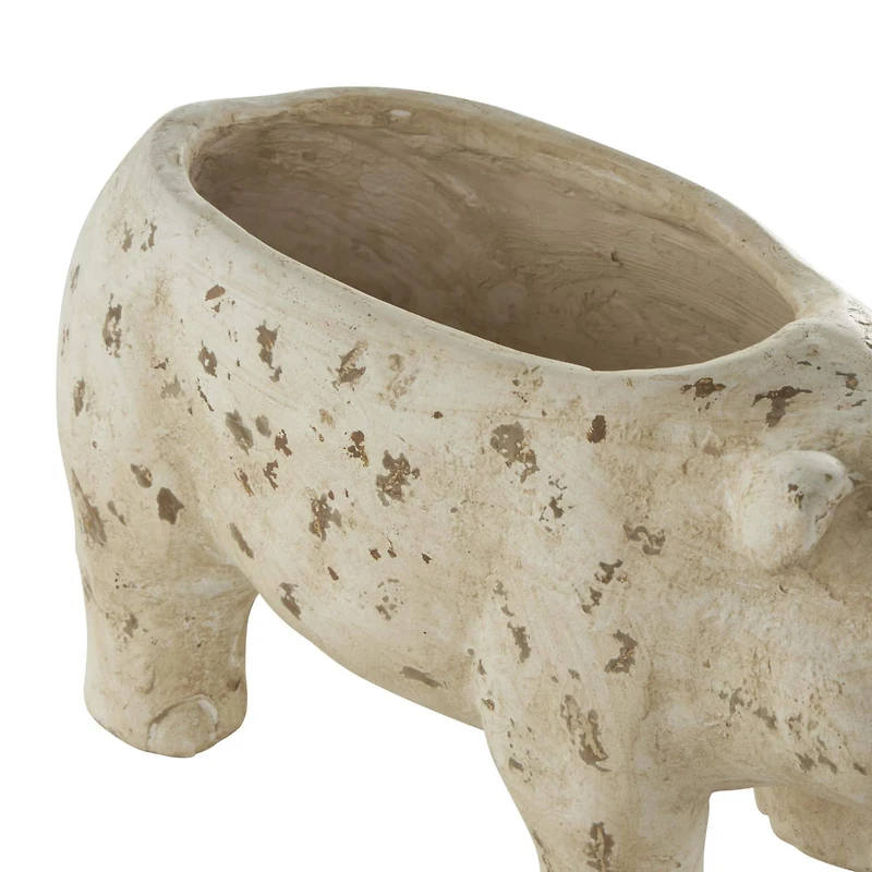 17" Light Brown Distressed Pig Planter