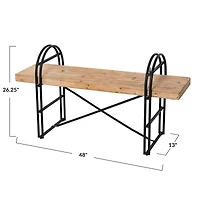 Hello Honey® 48" Light Brown Driftwood & Black Iron Bench