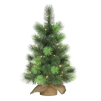 2ft. Pre-Lit Artificial Christmas Tree in Burlap Base, Warm White LED Lights