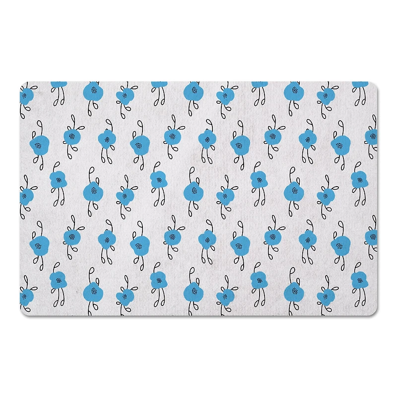 Blue Blooms 27" x 18" Floor Mat