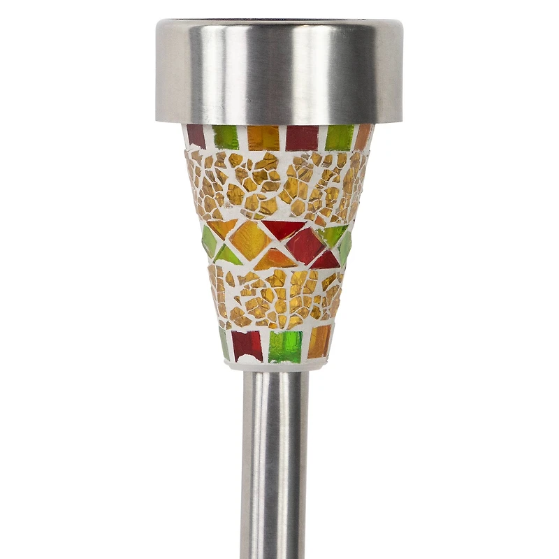 15.5" Mosaic Stained Glass Solar Powered LED Pathway Markers