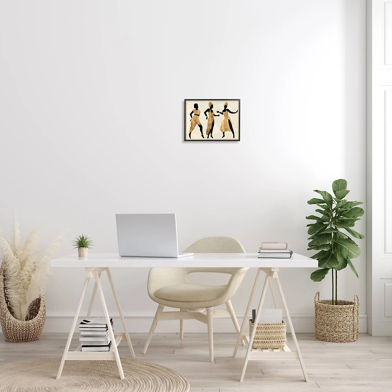 Stupell Industries Powerful Women Dancing African Glam Fashion Black Beige in Black Frame Wall Art