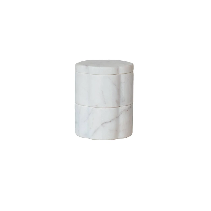 Hello Honey Elegant White Marble Pinch Pot with Lid