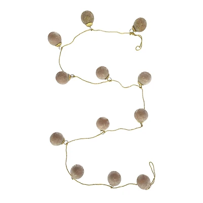 Hello Honey® 6ft. Light Matte Pink Glass Ball Ornament Garland with Embedded Natural Hay & Gold Cord